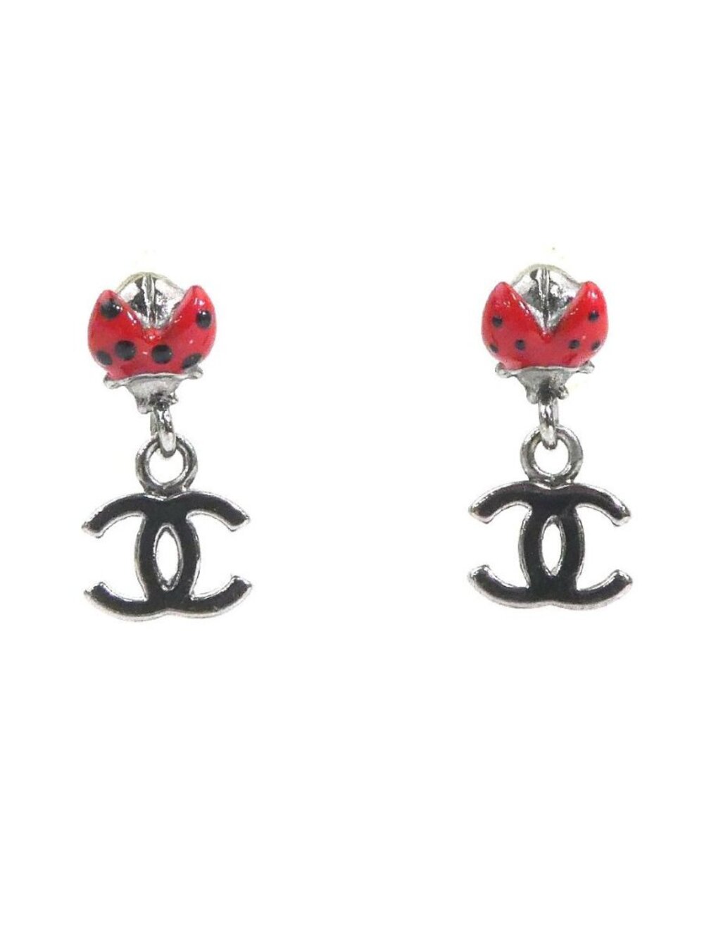Chanel Earrings CC Logo Ladybug